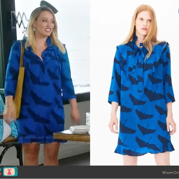 Sandro Blue And Navy Silk Long Sleeve Dress